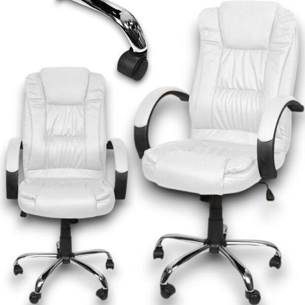 Sedia da ufficio Sedia da ufficio ergonomica Sedia da scrivania Sedia da computer Bianca In Pelle finta Ergonomica Moderna Confortevole Girevole Ufficio a casa