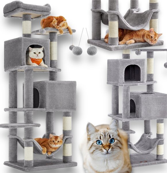 Kratzbaum Kratzbaum per gatti XXL, struttura per arrampicata, tiragraffi con cuccia per gatti. Stabile, ideale per l'arredamento della casa, mobili per gatti, cura del gatto, per soddisfare il bisogno di graffiare