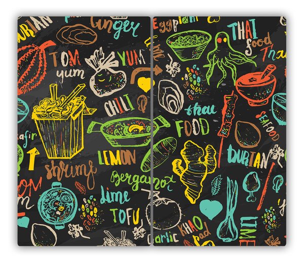 Tagliere in vetro Cibo thailandese 60x52 cm