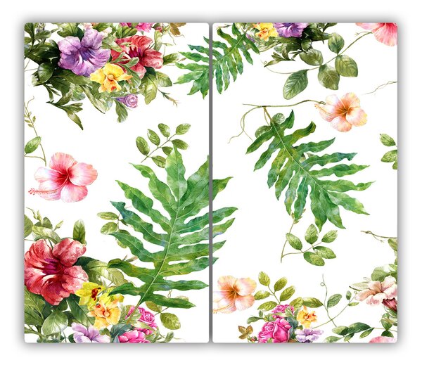 Tagliere in vetro temperato Pattern floreale 60x52 cm