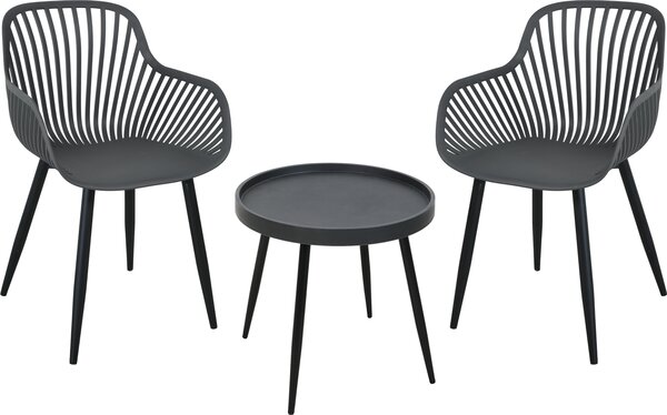 SVITA PHILLY Set di mobili da balcone, 3 pezzi, grigio/nero