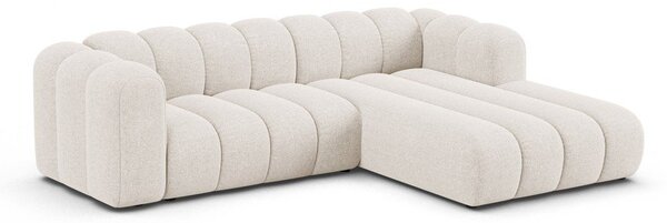 Divano angolare color crema (con penisola a destra/con chaise lounge) con rivestimento in ciniglia Lupine – Micadoni