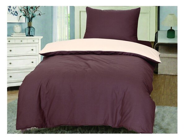 Set copripiumino e federa marrone/color crema in cotone per letto singolo 140x200 cm Lorenzo – Cotton House