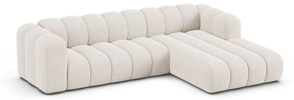 Divano angolare color crema (con penisola a destra/con chaise lounge) con rivestimento in ciniglia Lupine – Micadoni