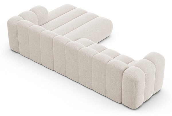 Divano angolare color crema (con penisola a destra/con chaise lounge) con rivestimento in ciniglia Lupine – Micadoni