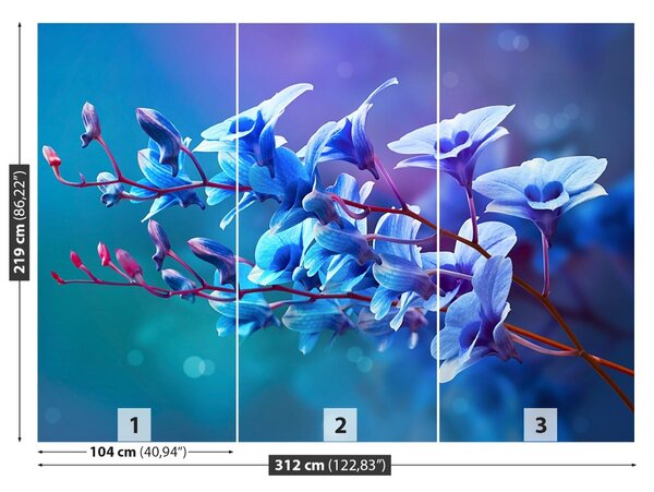 Carta da parati Orchidea blu 104x70 cm