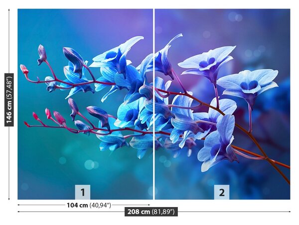 Carta da parati Orchidea blu 104x70 cm