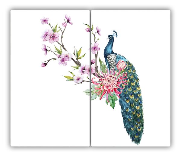 Tagliere in vetro Zampa e fiori 60x52 cm
