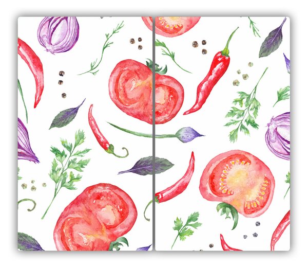 Tagliere in vetro Pomodoro e spezie 60x52 cm