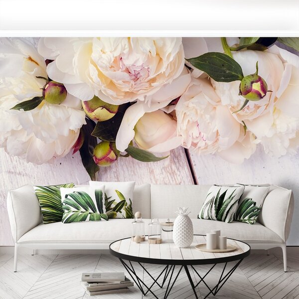 Carta da parati Peone bianco 104x70 cm
