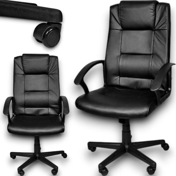 Sedia da ufficio ergonomica, design moderno, sedia da scrivania, sedia per computer, colore nero, rivestimento in ecopelle, ergonomica, confortevole, girevole, ideale per l'ufficio domestico