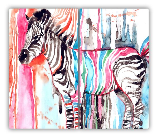 Tagliere in vetro Zebra colorata 60x52 cm