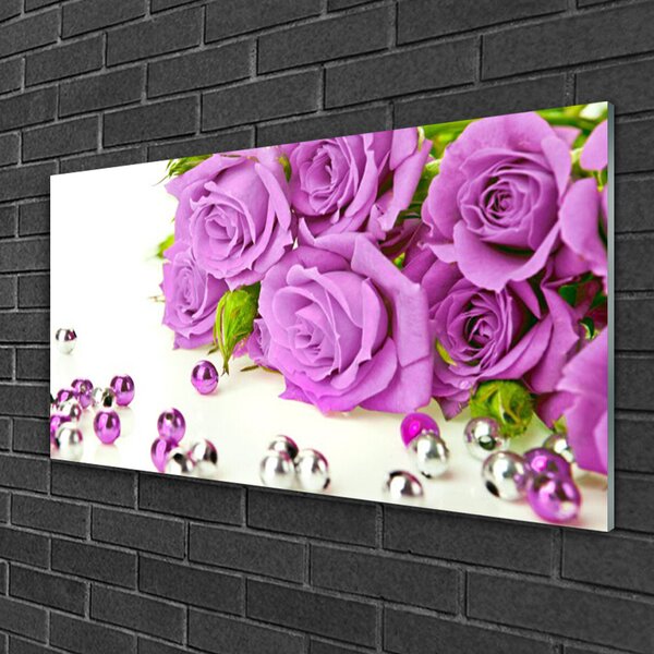 Quadro vetro Fiori di rose 100x50 cm 2 appendini