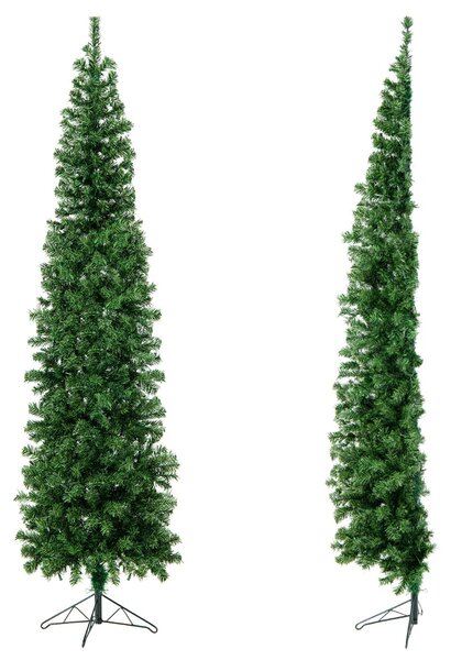 Costway Mezzo Albero di Natale con 450 punte di rami, Albero pre-illuminato con 150 luci LED supporto metallico
