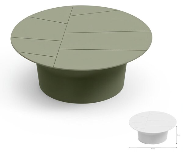Tavolino da Giardino in Polietilene Vera Dimensioni 80x h 31 cm - OUTDOOR INDOOR- COLORE VERDE SCURO