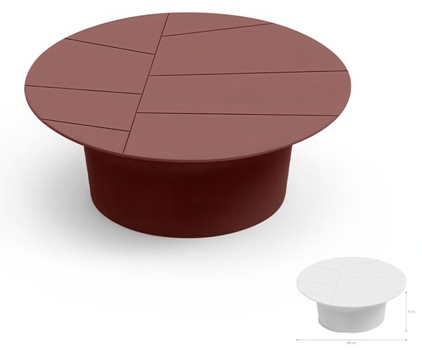 Tavolino da Giardino in Polietilene Vera Dimensioni 80x h 31 cm - OUTDOOR INDOOR- COLORE GRANATO