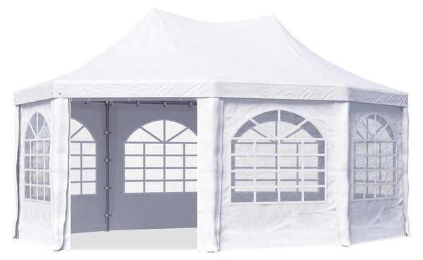 Gazebo a pagoda 4x5,5 m TOOLPORT facile e veloce da montare con finestre - robusto telo in PVC 700 bianco