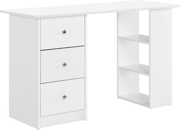 [Scrivania bianca 120x49x72cm con 3 ripiani e cassetti Scrivania per ufficio Scrivania per computer Tavolo per PC