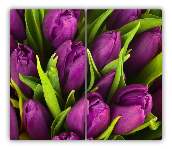 Tagliere in vetro Tulipani viola 60x52 cm