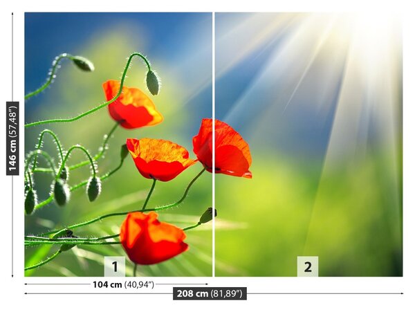 Carta da parati Sole e papaveri 104x70 cm