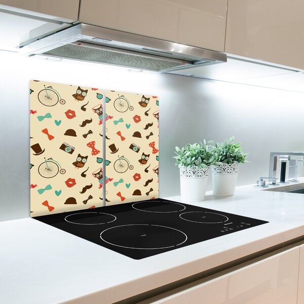 Tagliere in vetro temperato Gufi hipster 60x52 cm