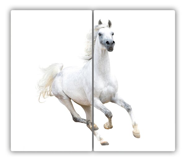 Tagliere in vetro temperato Cavallo arabo bianco 60x52 cm