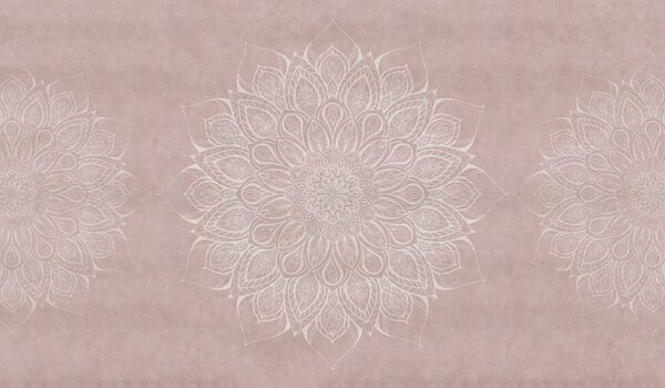 Carta da parati Mandala bianco e rosa, Carta da parati le piume, Carta da parati popolare, t00827v2 - Tapeko.it