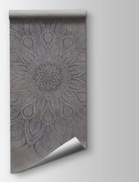 Carta da parati Mandala grigio e nero, Carta da parati le piume, Carta da parati popolare, t00827v1 - Tapeko.it
