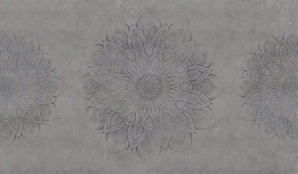 Carta da parati Mandala grigio e nero, Carta da parati le piume, Carta da parati popolare, t00827v1 - Tapeko.it