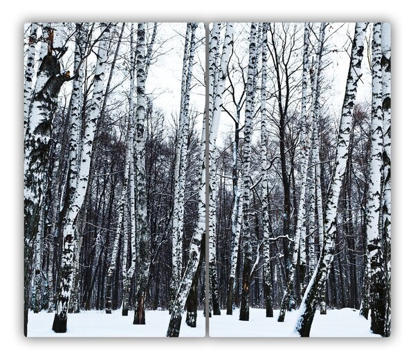 Tagliere in vetro Birche in inverno 60x52 cm