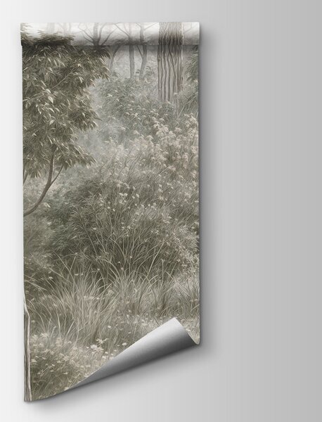 Carta da parati Dipinto raffigurante una foresta con alberi e piante, Carta da parati Natura, Carta da parati popolare, t00834v2 - Tapeko.it