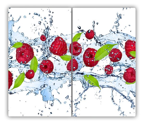 Tagliere in vetro Lamponi e acqua 60x52 cm