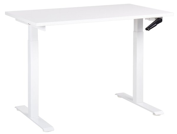 BELIANI Scrivania regolabile in altezza piano bianco con struttura in acciaio 120 x 72 cm regolazione manuale in altezza ufficio moderno