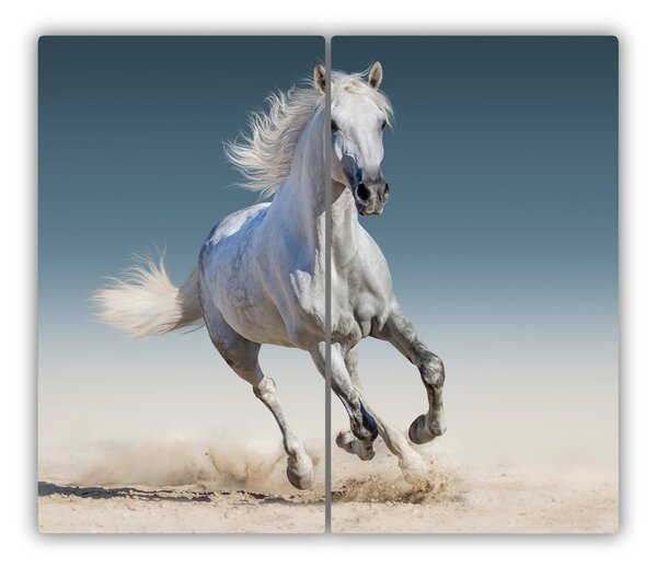 Tagliere in vetro temperato Cavallo bianco su galoppo 60x52 cm