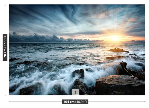 Poster Adesivo Per Porta Onde Verdi 75x205 Cm