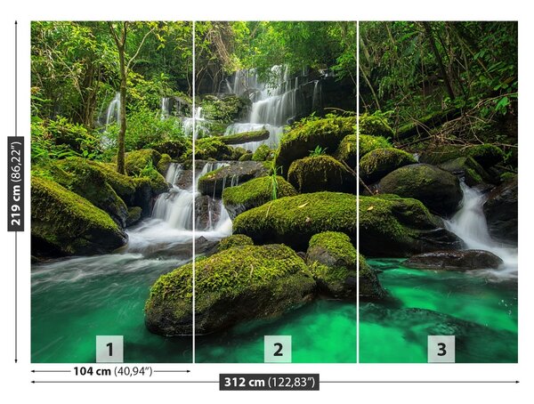 Carta da parati Cascata nella giungla 104x70 cm