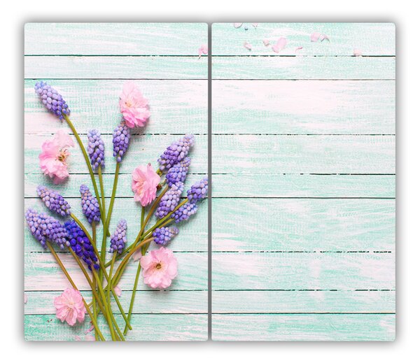 Tagliere in vetro Lavanda sul legno 60x52 cm