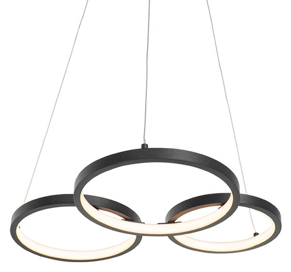 Lampada a sospensione nera con LED a dimmer a 3 livelli 3 luci - Rondas