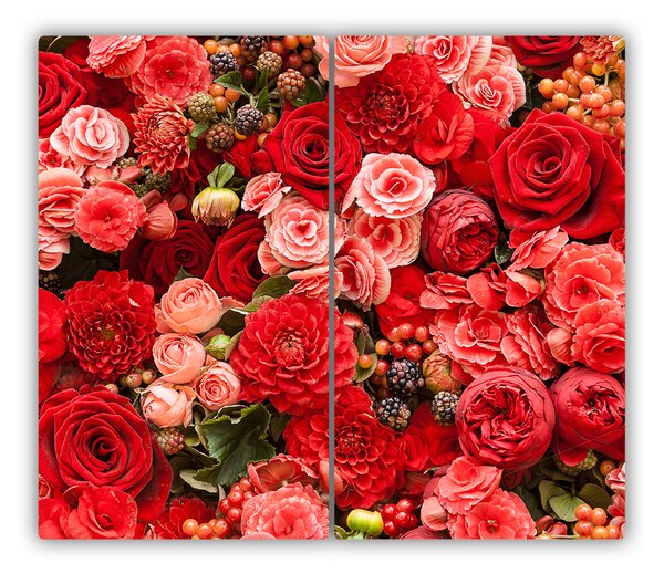 Tagliere in vetro Fiori rossi 60x52 cm
