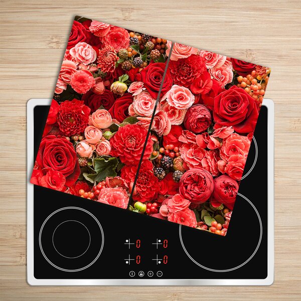 Tagliere in vetro Fiori rossi 60x52 cm