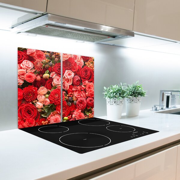 Tagliere in vetro Fiori rossi 60x52 cm