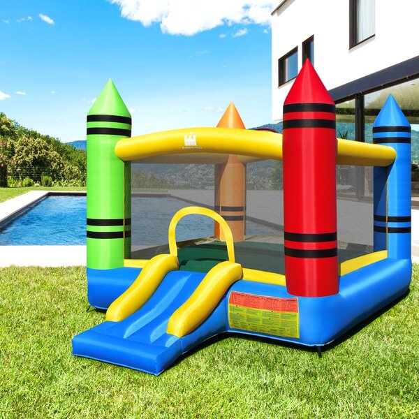 Costway Castello gonfiabile per bambini con scivolo e ingresso sicuro, Casa gonfiabile con borsa di trasporto