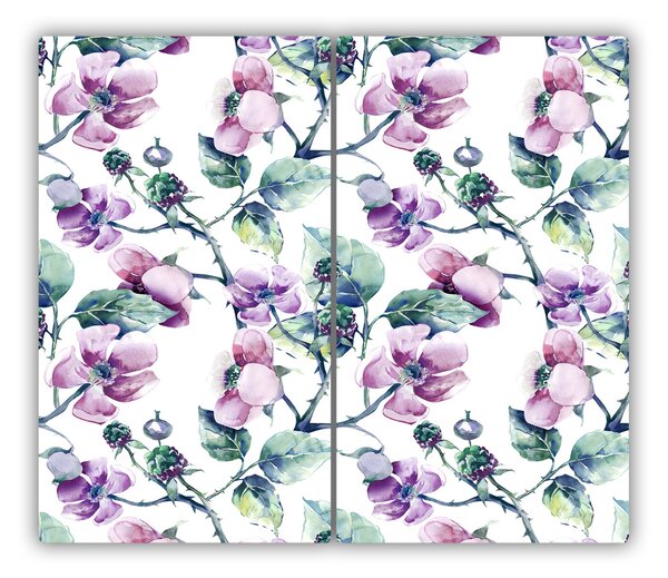 Tagliere in vetro Fiori di mora 60x52 cm