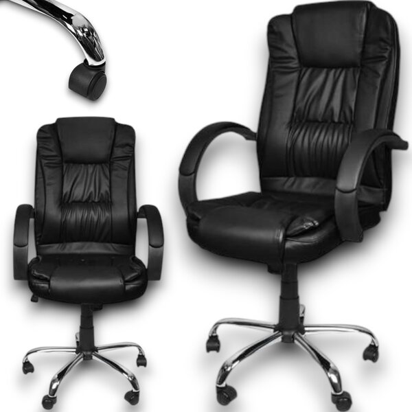 Sedia da ufficio ergonomica, design moderno, sedia da scrivania, sedia per computer, colore nero, rivestimento in ecopelle, ergonomica, confortevole, girevole, ideale per l'ufficio domestico