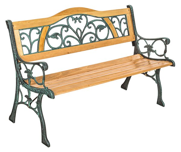 Tectake 401426 panchina da giardino kathi, in legno e ghisa 2 posti 124 x 60 x 83 cm - marrone