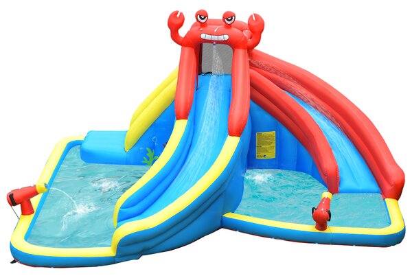 Costway Scivolo acquatico gonfiabile a forma di granchio con parete per arrampicarsi, Casa gonfiabile con piscina e idrante
