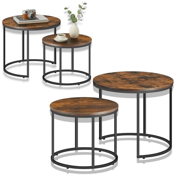 Couchitsch, set da 2 tavolini rotondi, tavolini da salotto in metallo 53 x 45 cm e 43 x 35 cm (Ø x H), tavolino da divano, Mulisoft, tavolino da caffè rotondo, 2 pezzi