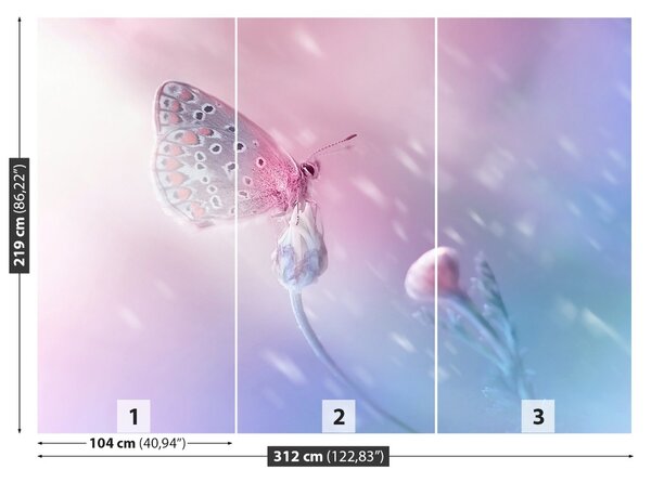 Carta da parati Farfalla di fiori 104x70 cm