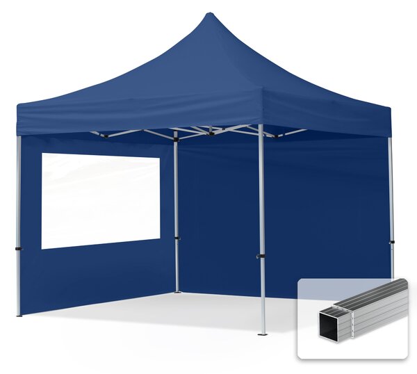 TOOLPORT 3x3m gazebo pieghevole con laterali (finestre panoramiche), ECONOMY alluminio, blu scuro