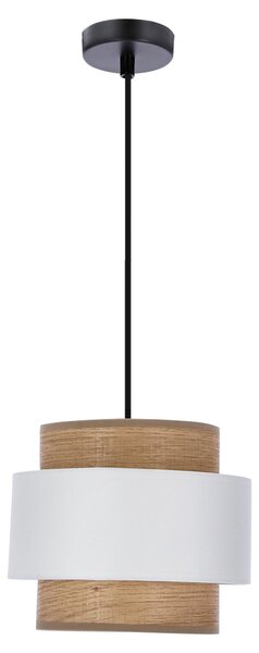 Lampada a sospensione con paralume bianco e noce, Forni, marrone e bianco, 1xE27x40W, tessuto, dimensioni: 100x20x20 cm, IP20, Candellux